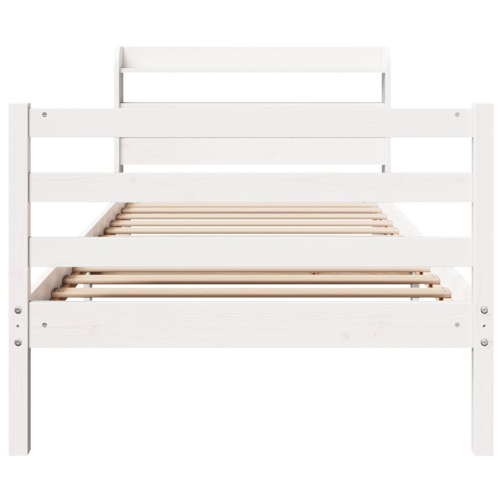 Bed Frame with Headboard without Mattress White 90x190 cm Single
